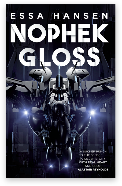 Book cover of Nophek Gloss, a black space ship